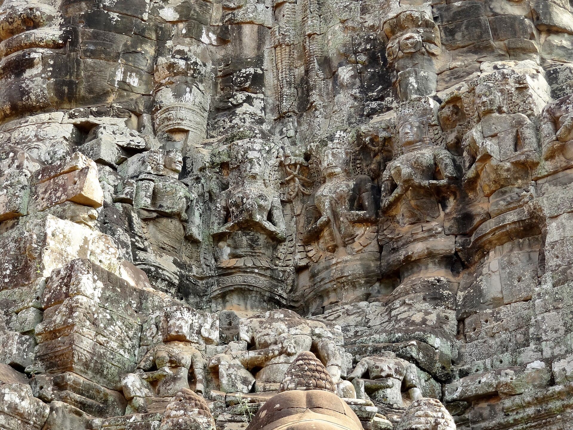 The south gate of Angkor Thom, with stone figures lining the causeway.