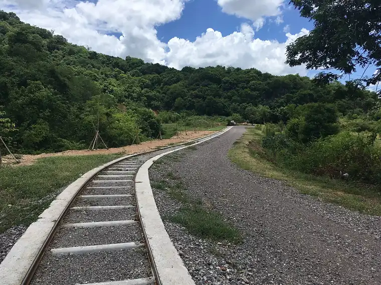 A bamboo train, or norry, on the rails at Banan near Battambang.